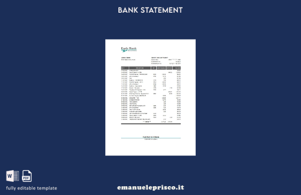 modello Excel di estratto conto bancario Nauru Eagle in stile verificato